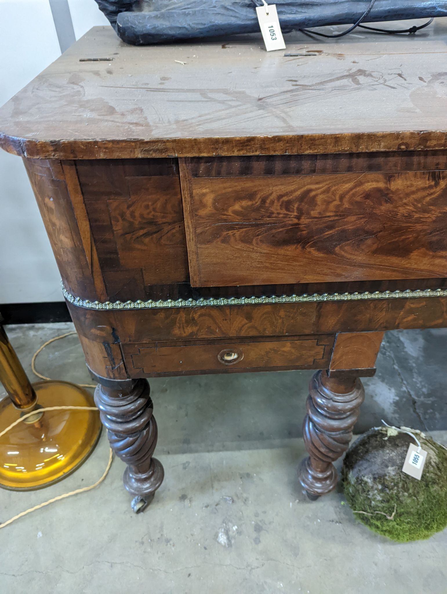 A Regency banded mahogany converted square piano, by Loud and Brothers, Philadelphia, width 174cm, depth 68cm, height 91cm